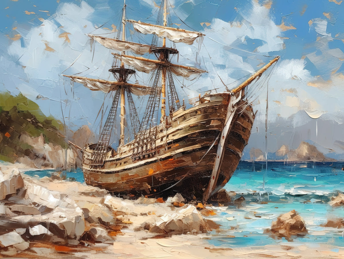 Black Bird Shore Beach Pirates Lost paradise 0114 Big XXL Large Giant Canvas or Mural Giclee Framed Oversized Wall Art For Home or Office Wall Decor300dpi JPG