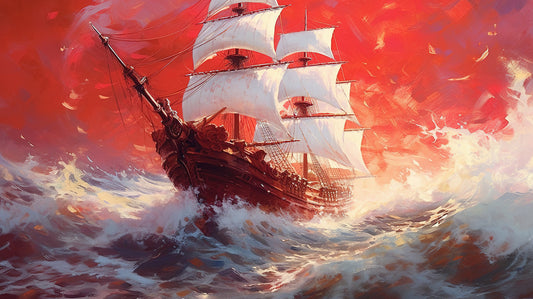 Crimson Voyage Amidst Fury 0115 Big XXL Large Giant Canvas or Mural Giclee Framed Oversized Wall Art For Home or Office Wall Decor 300dpi
