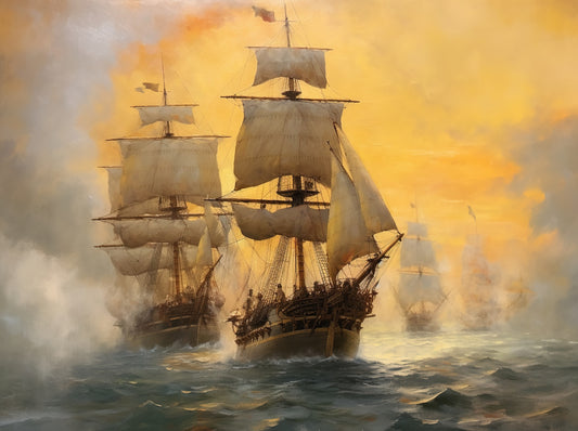 The Chase is on vintage sail  ships 0118 Big XXL Large Giant Canvas or Mural Giclee Framed Oversized Wall Art For Home or Office Wall Decor 300dpi JPG