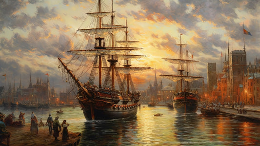 Dusk at the Bustling Port 0134 300dpi Big XXL Large Giant Canvas or Mural Giclee Framed Oversized Wall Art For Home or Office Wall Decor
