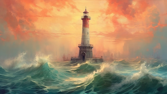 Crimson Sea Beacon 0028  Big XXL Large Giant Canvas or Mural Giclee Framed Oversized Wall Art 300dpi