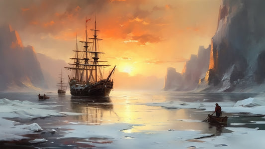 Sunset Over Glacial Seas 0052  Big XXL Large Giant Canvas or Mural Giclee Framed Oversized Wall Art 300dpi