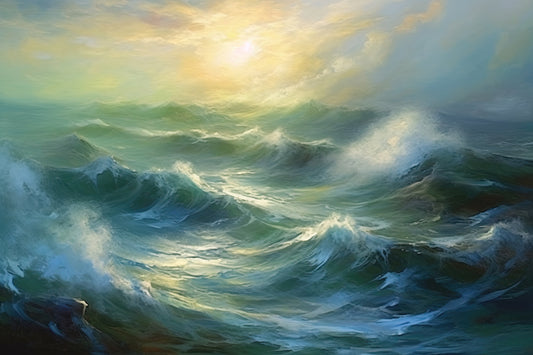 painting great raging waves storm on canvas 0055  Big XXL Large Giant Canvas or Mural Giclee Framed Oversized Wall Art 300dpi