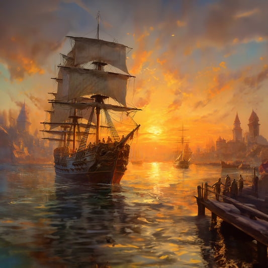 Sunsets Reflection on Nautical Majesty 0085eBig XXL Large Giant Canvas or Mural Giclee Framed Oversized Wall Art For Home or Office Wall Decor  mod1