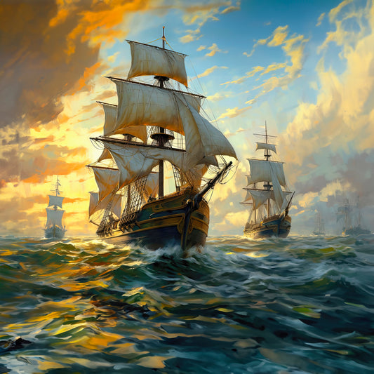 Majestic Fleet under Skyfire Big XXL Large Giant Canvas or Mural Giclee Framed Oversized Wall Art For Home or Office Wall Decor 0088e