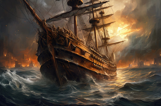 Twilight Blaze on Turbulent Waters 0089  Big XXL Large Giant Canvas or Mural Giclee Framed Oversized Wall Art 300dpi