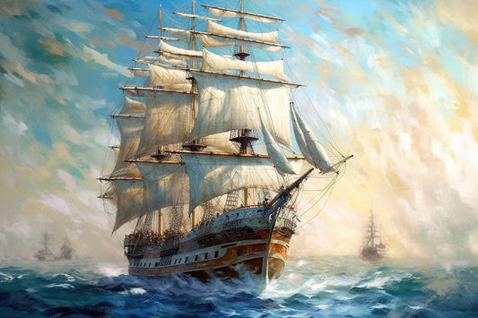 Illusive Spectral Seas Sail Ship From another Era 0096 Big XXL Large Giant Canvas or Mural Giclee Framed Oversized Wall Art For Home or Office Wall Decor 300dpi