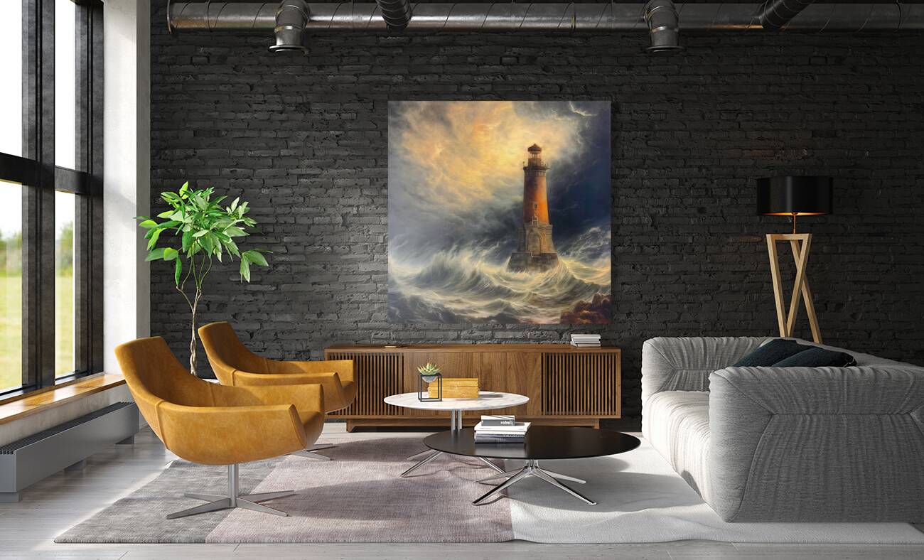 Beacon Amidst Tempest 0034  Big XXL Large Giant Canvas or Mural Giclee Framed Oversized Wall Art 300 dpi