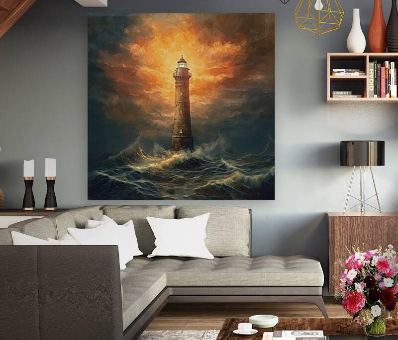 Beacon Amidst Tempest 0033  Big XXL Large Giant Canvas or Mural Giclee Framed Oversized Wall Art 300dpi