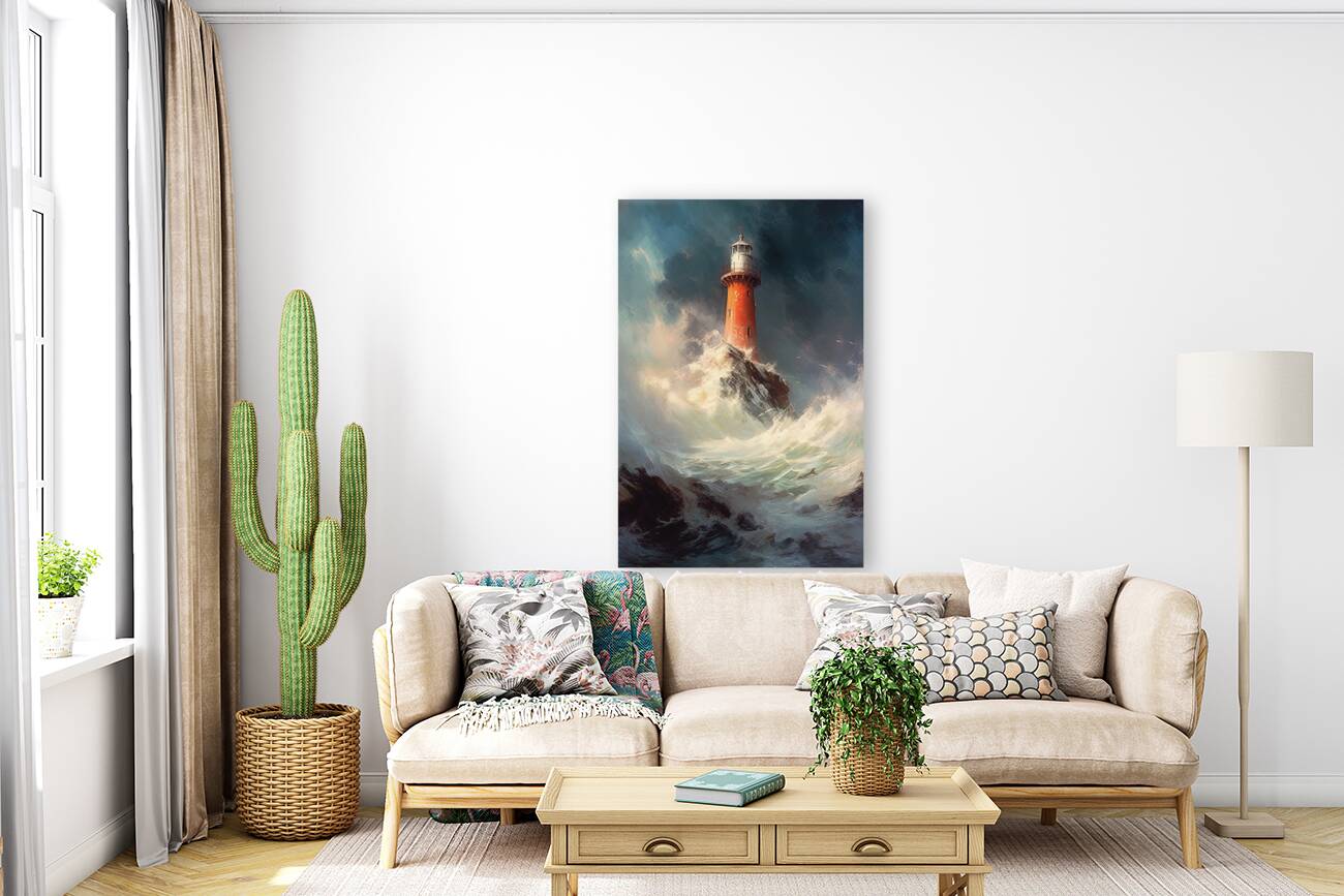 Turbulent ocean lighthouse 0038  Big XXL Large Giant Canvas or Mural Giclee Framed Oversized Wall Art 300dpi