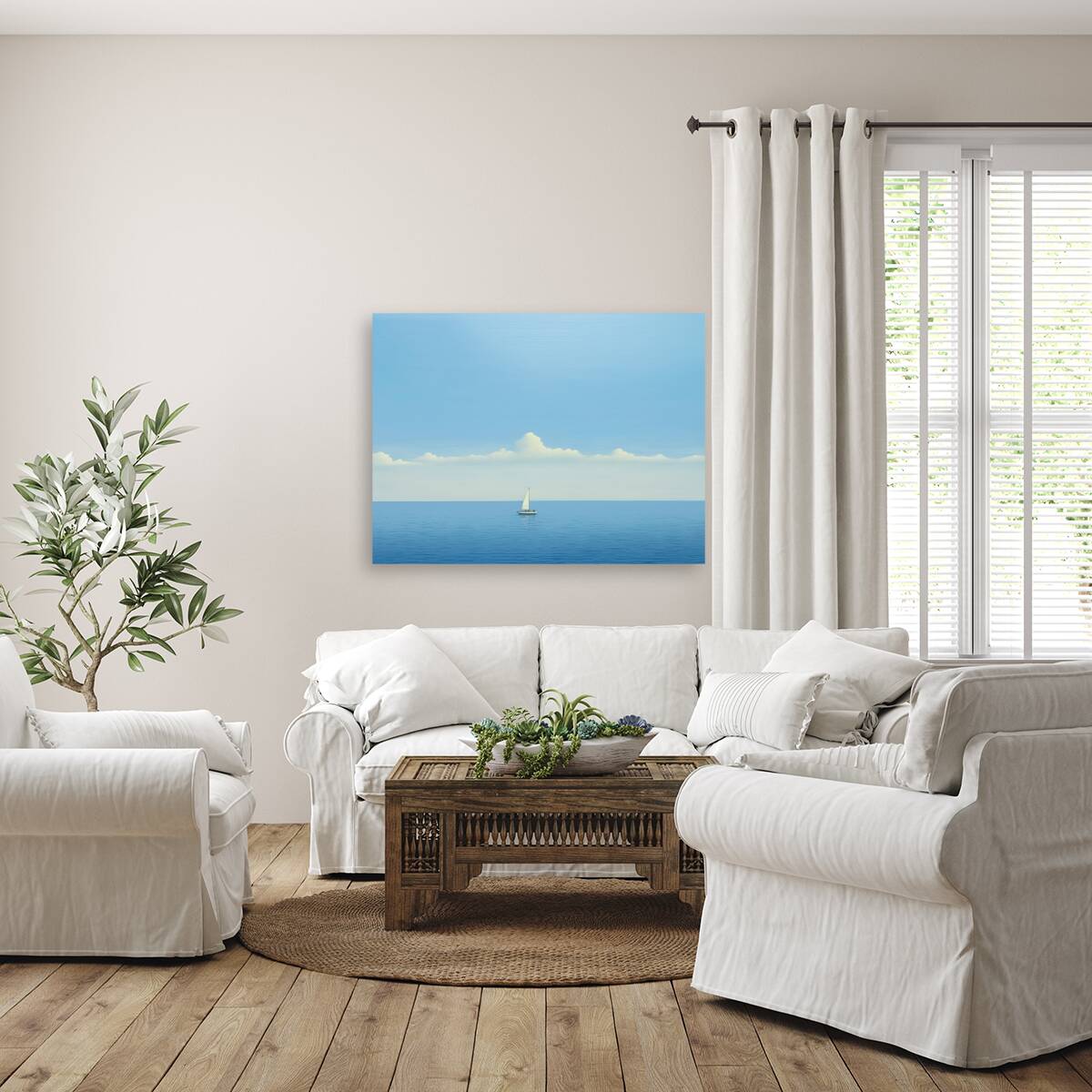 Serenity on Azure Waters 0048   Big XXL Large Giant Canvas or Mural Giclee Framed Oversized Wall Art 300dpi