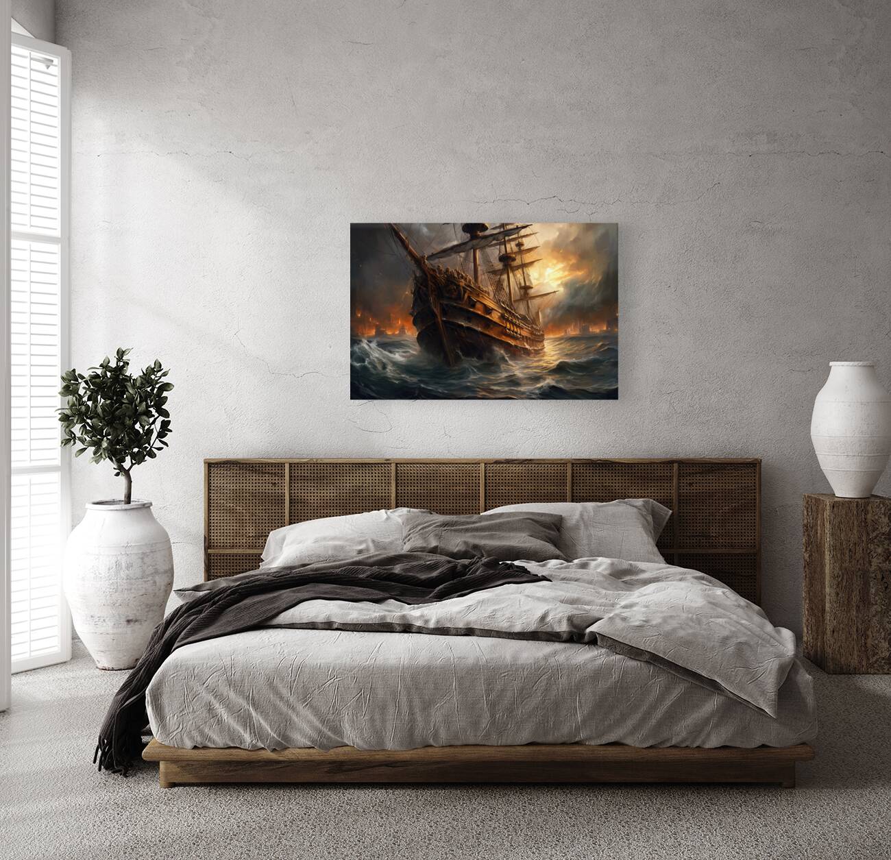 Twilight Blaze on Turbulent Waters 0089  Big XXL Large Giant Canvas or Mural Giclee Framed Oversized Wall Art 300dpi