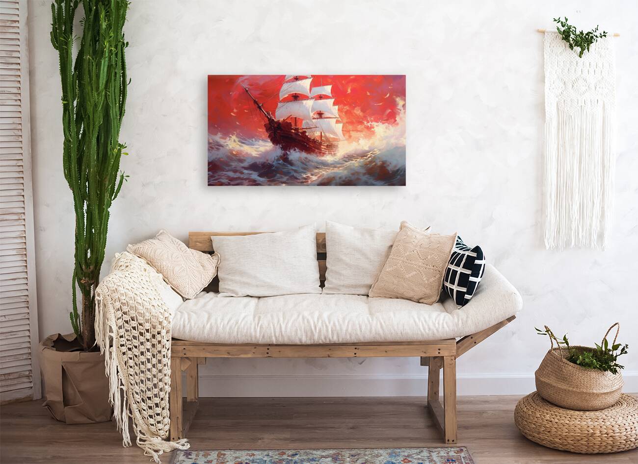 Crimson Voyage Amidst Fury 0115 Big XXL Large Giant Canvas or Mural Giclee Framed Oversized Wall Art For Home or Office Wall Decor 300dpi