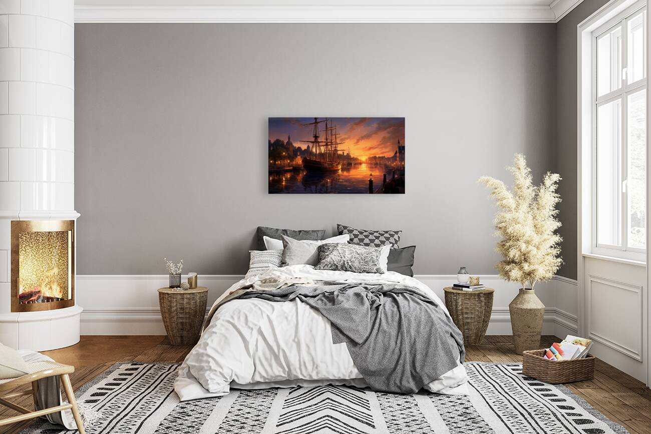 Harbors Embrace at Twilight 0083  Big XXL Large Giant Canvas or Mural Giclee Framed Oversized Wall Art 300dpi