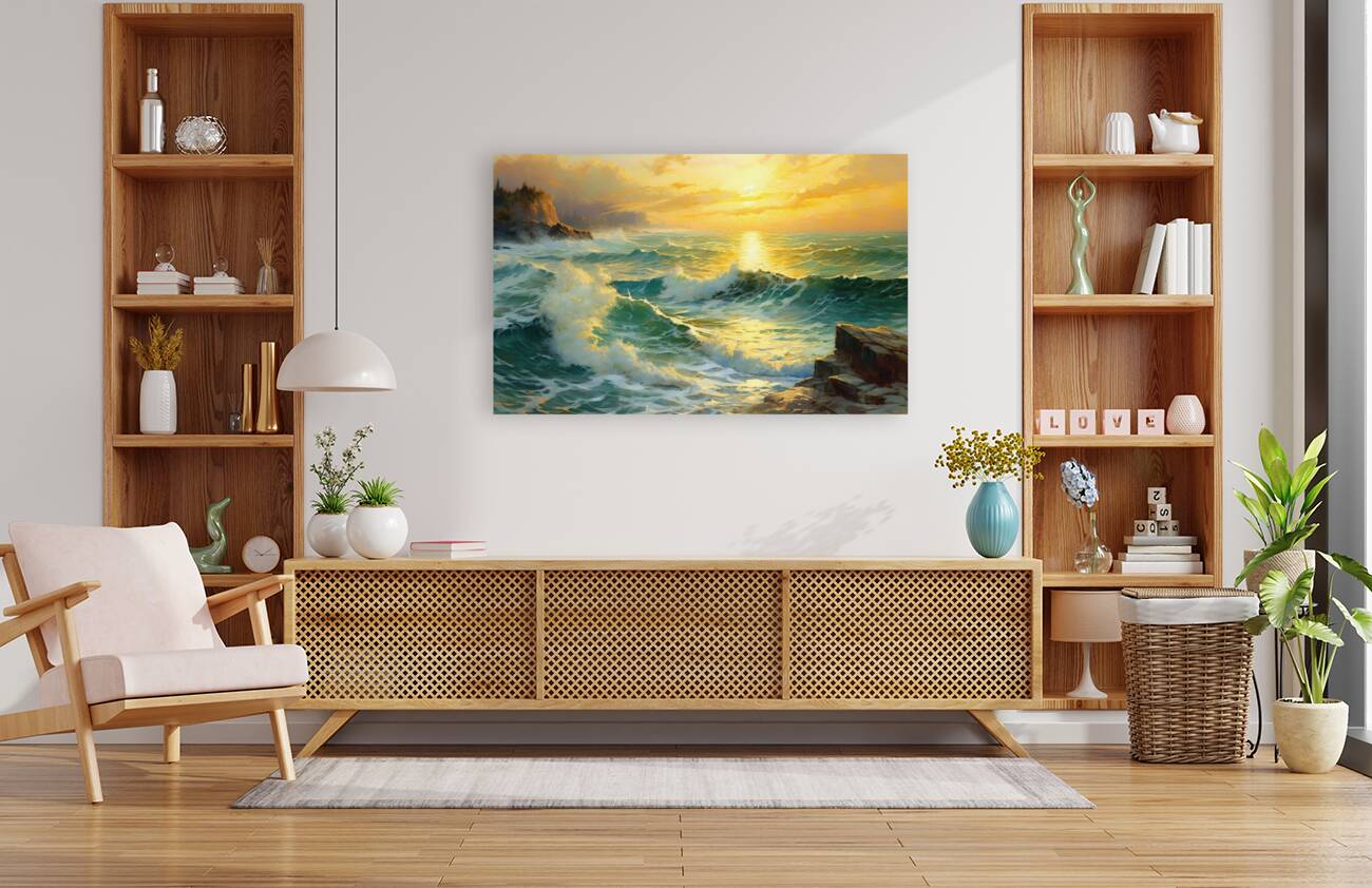 Golden Shorelines Symphony 0077  Big XXL Large Giant Canvas or Mural Giclee Framed Oversized Wall Art 300dpi