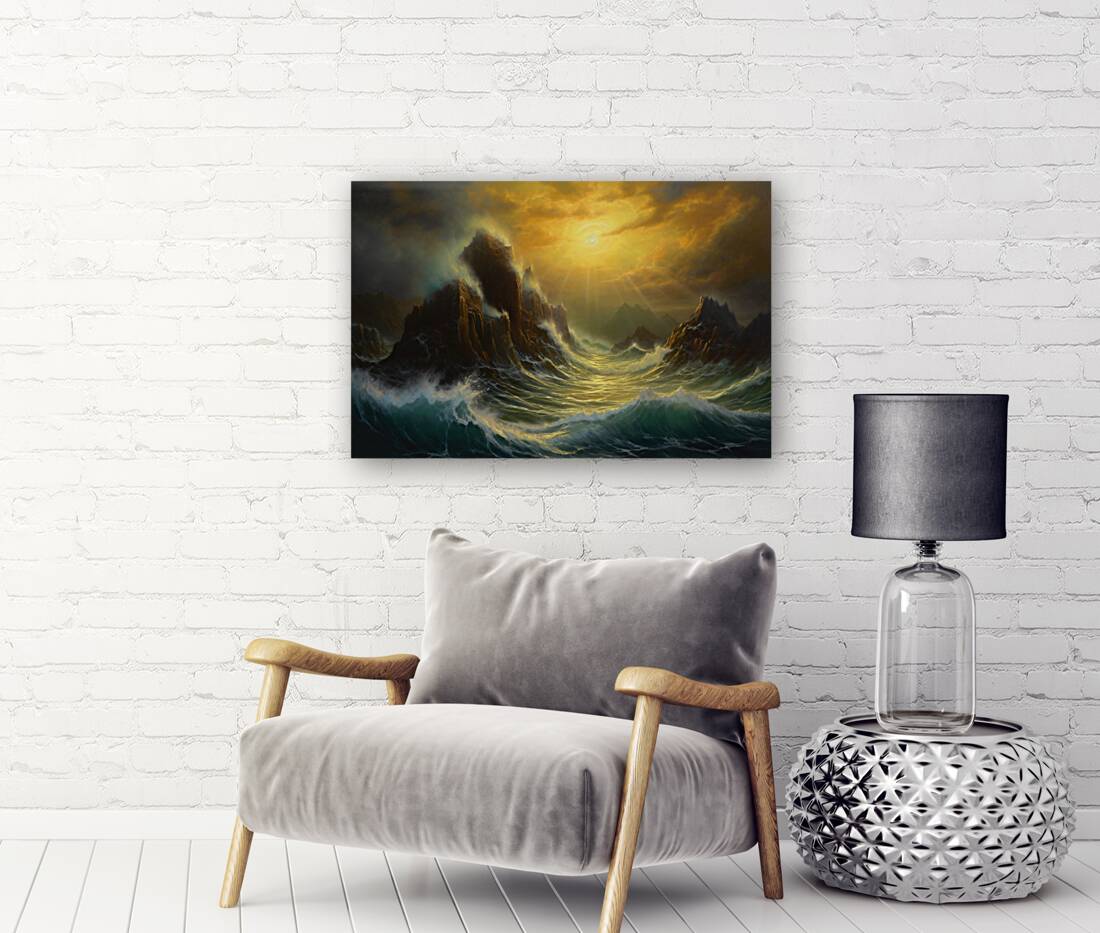 Sunrise Amidst the Oceans Might 0078  Big XXL Large Giant Canvas or Mural Giclee Framed Oversized Wall Art 300dpi