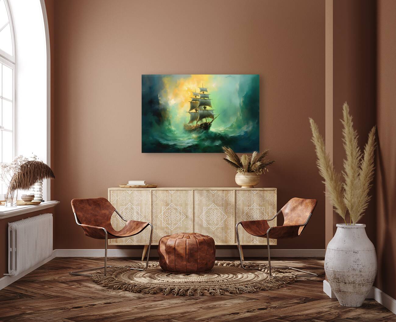 Emerald Nocturne of the Phantom Vessel 0091  Big XXL Large Giant Canvas or Mural Giclee Framed Oversized Wall Art 300dpi