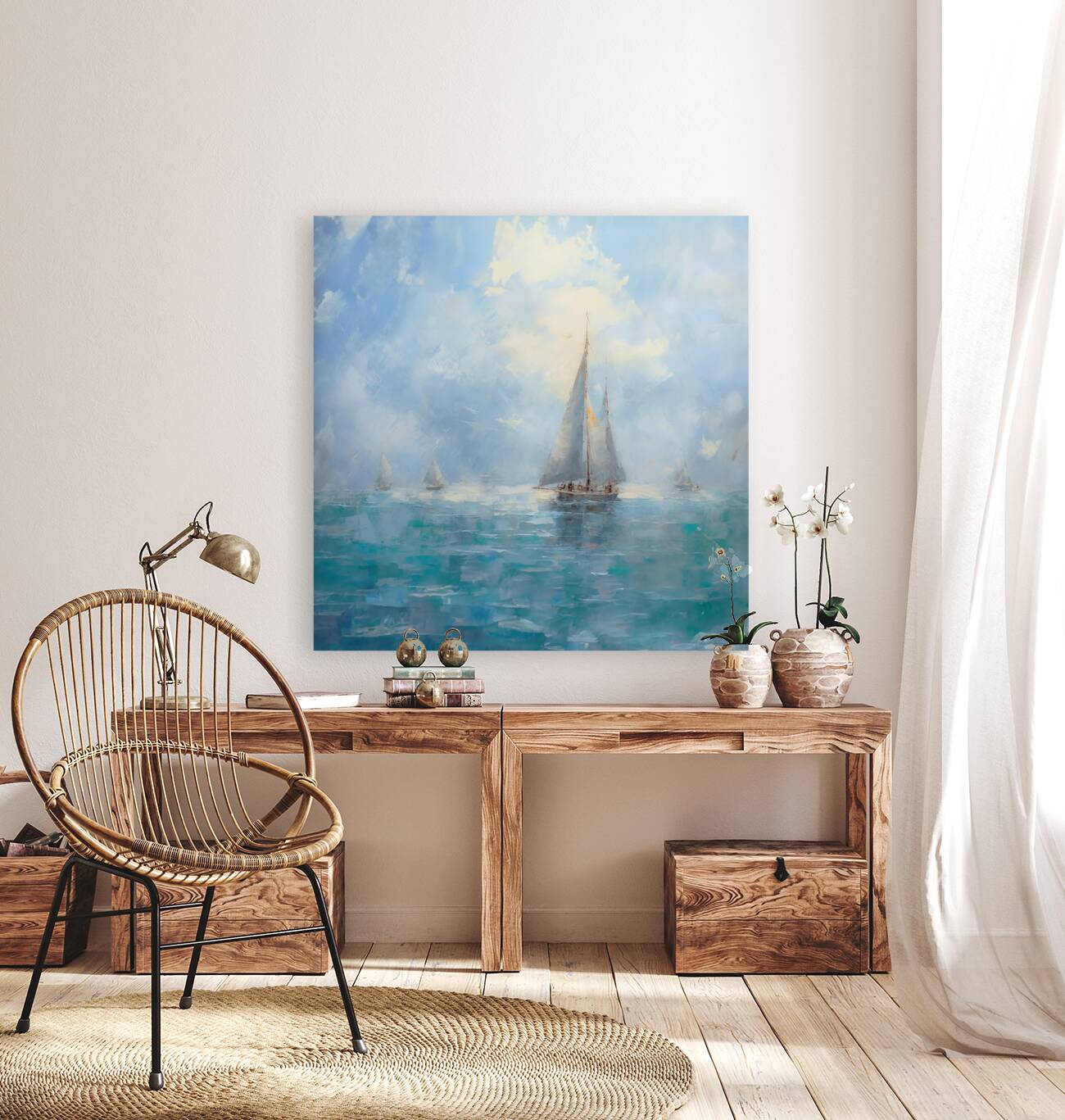 Azure Sail Horizon 0010e  Big XXL Large Giant Canvas or Mural Giclee Framed Oversized Wall Art