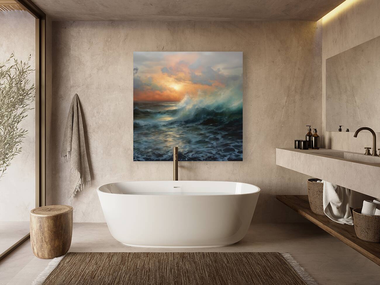 Sunset Over Glacial Seas 0053e  Big XXL Large Giant Canvas or Mural Giclee Framed Oversized Wall Art