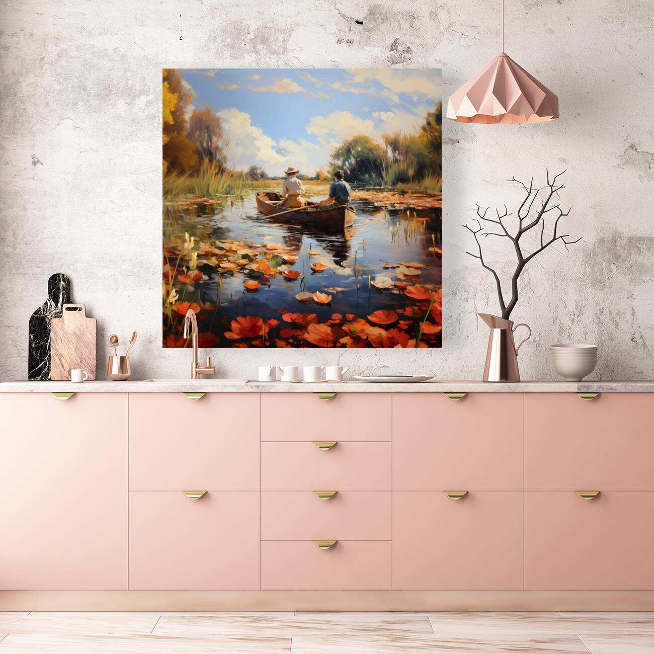 AUTUMNS WHISPERING LILIES COLORFUL OIL PAINTING ON CANVAS OR MURAL GICLEEBig XXL Large Giant Canvas or Mural Giclee Framed Oversized Wall Art For Home or Office Wall Decor    0155