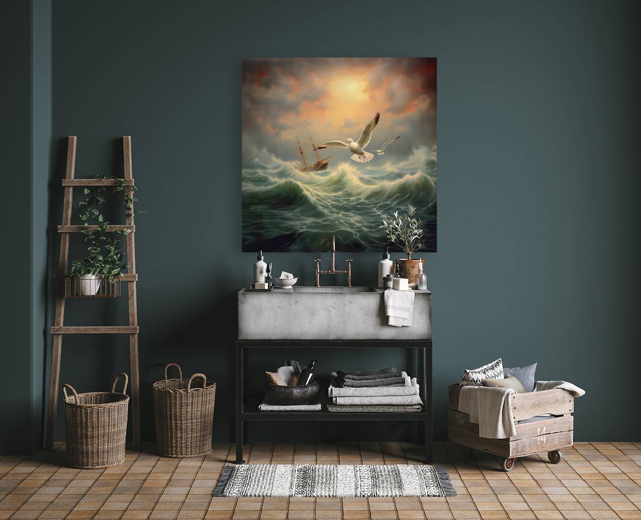 The Spirit of the raging waves   0017e  Big XXL Large Giant Canvas or Mural Giclee Framed Oversized Wall Art