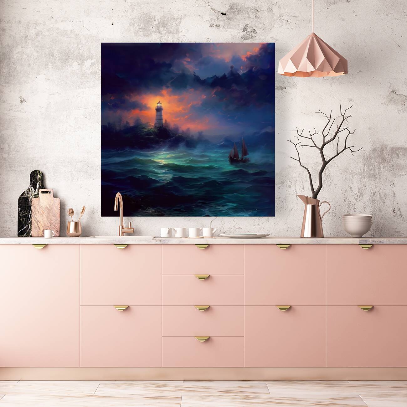 Afterglow Voyages Beacon Through the Storm 0043e  Big XXL Large Giant Canvas or Mural Giclee Framed Oversized Wall Art